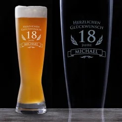 Weizenglas zum 18. Geburtstag