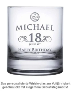 Whiskyglas 18. Geburtstag - elegant