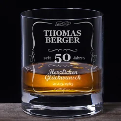 Whiskyglas 50. Geburtstag - klassisch