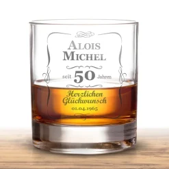 Whiskyglas 50. Geburtstag - klassisch