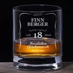 Whiskyglas 18. Geburtstag - klassisch