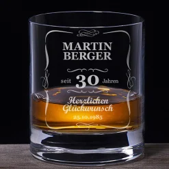 Whiskyglas 30. Geburtstag - klassisch