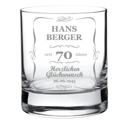 Whiskyglas 70. Geburtstag - klassisch