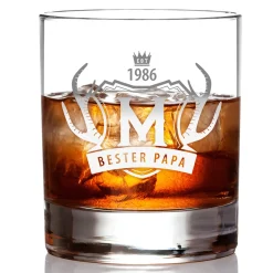 Whiskyglas mit Gravur Bester Papa - Geweih