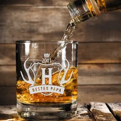 Whiskyglas mit Gravur Bester Papa - Geweih