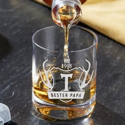 Whiskyglas mit Gravur Bester Papa - Geweih
