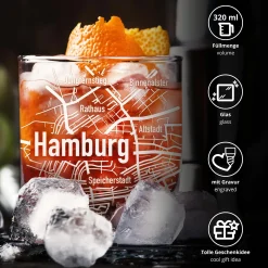 Whiskyglas mit Gravur - Hamburg
