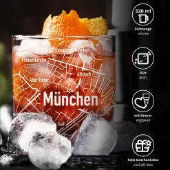 Whiskyglas mit Gravur - München