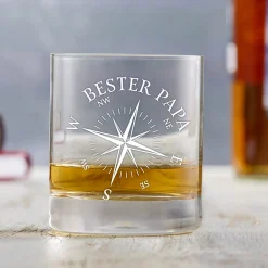 Whiskyglas mit Kompass Gravur - Bester Papa