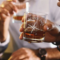 Whiskyglas mit Kompass Gravur - Bester Papa