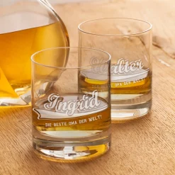 Whiskygläser mit College Motiv - Oma & Opa