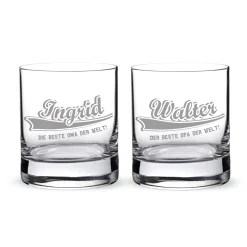Whiskygläser mit College Motiv - Oma & Opa
