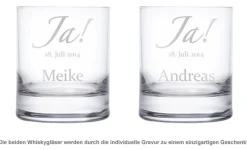 Whiskygläser zur Hochzeit - Jawort Gravur