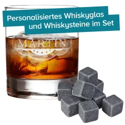 Whisky Set Banderole - Whisky Steine und Glas
