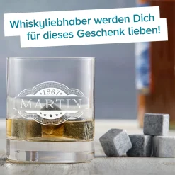 Whisky Set Banderole - Whisky Steine und Glas