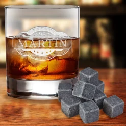Whisky Set Banderole - Whisky Steine und Glas