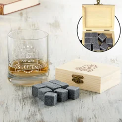 Whisky Set Bester Papa - Whisky Steine und Glas