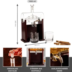 Whisky Set - Fass Karaffe mit 2 Gläsern