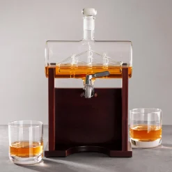 Whisky Set - Fass Karaffe mit 2 Gläsern