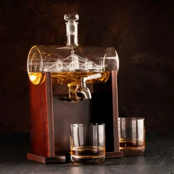 Whisky Set - Fass Karaffe mit 2 Gläsern