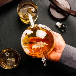 Whiskyset Globus Karaffe Auto und Whiskyglas mit Gravur - Kompass