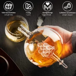 Whisky Set mit Globus Karaffe und 2 Gläsern - Segelschiff