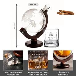 Whisky Set mit Globus Karaffe und Glas - Auto