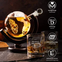 Whisky Set mit Globus Karaffe und Glas - Auto