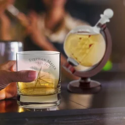Whisky Set mit Globus Karaffe und Glas - Kompass