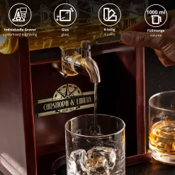 Whisky Set mit Gravur - Fass Karaffe mit 2 Gläsern