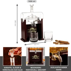 Whisky Set mit Gravur - Fass Karaffe mit 2 Gläsern