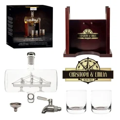 Whisky Set mit Gravur - Fass Karaffe mit 2 Gläsern