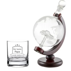 Whisky Set - Whisky Karaffe Globus mit Auto und Whiskyglas - Bester Papa