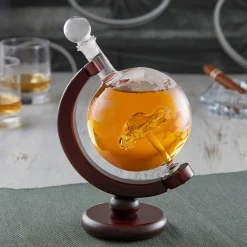Whisky Set - Whisky Karaffe Globus mit Auto und Whiskyglas - Bester Papa