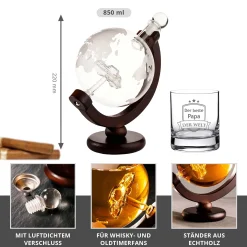 Whisky Set - Whisky Karaffe Globus mit Auto und Whiskyglas - Bester Papa