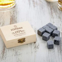 Whisky Steine in Holzkiste mit Gravur - Elegant