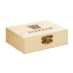 Whisky Steine in Holzkiste mit Gravur - König Krone
