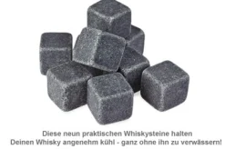 Whisky Steine in Holzkiste mit Gravur - Banderole