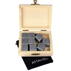 Whisky Steine in Holzkiste mit Gravur - On the Rocks