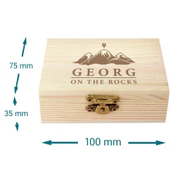 Whisky Steine in Holzkiste mit Gravur - On the Rocks