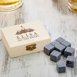Whisky Steine in Holzkiste mit Gravur - On the Rocks