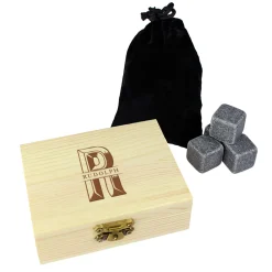 Whisky Steine in Holzkiste mit Gravur - XL Initialen