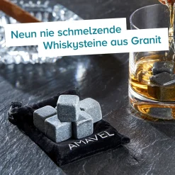 Whisky Steine in Holzkiste mit Gravur - XL Initialen