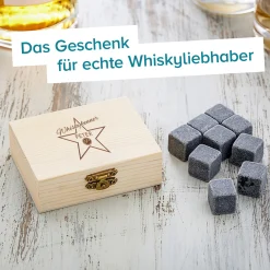 Whisky Steine in Holzkiste mit Gravur - Star of Fame