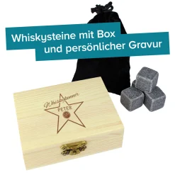 Whisky Steine in Holzkiste mit Gravur - Star of Fame