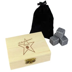 Whisky Steine in Holzkiste mit Gravur - Star of Fame