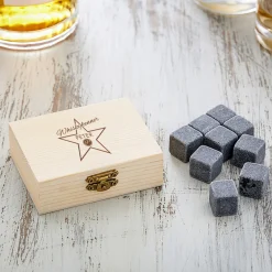 Whisky Steine in Holzkiste mit Gravur - Star of Fame