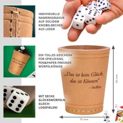 Würfelbecher mit Gravur - Name