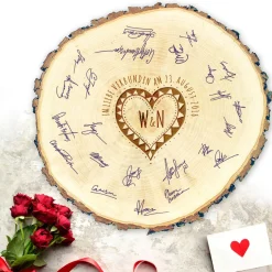 XXL Baumscheibe mit Gravur - Gästebuch zur Hochzeit