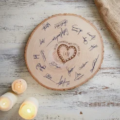 XXL Baumscheibe mit Gravur - Gästebuch zur Hochzeit